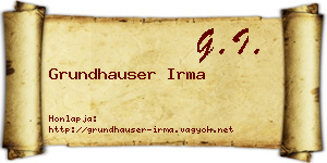 Grundhauser Irma névjegykártya